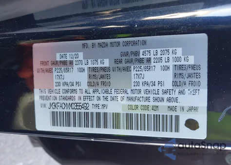 2021 Mazda Cx-5 Touring z USA, uszkodzony, nr VIN JM3KFACMXM0355492